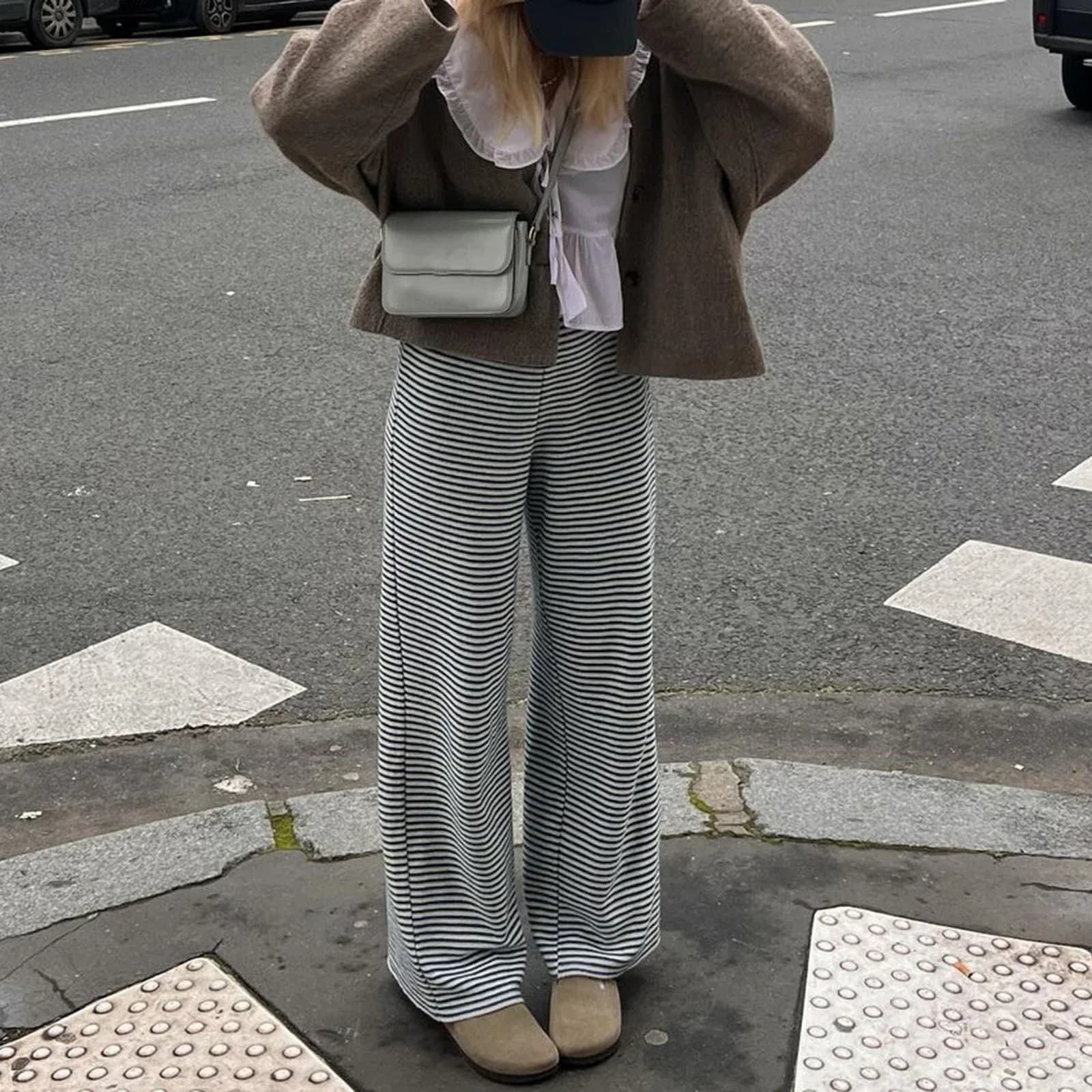 Women Loose Pants Vintage Stripe Drawstring Elastic Waist Trousers Spring Summer Casual Sweatpants Bottoms