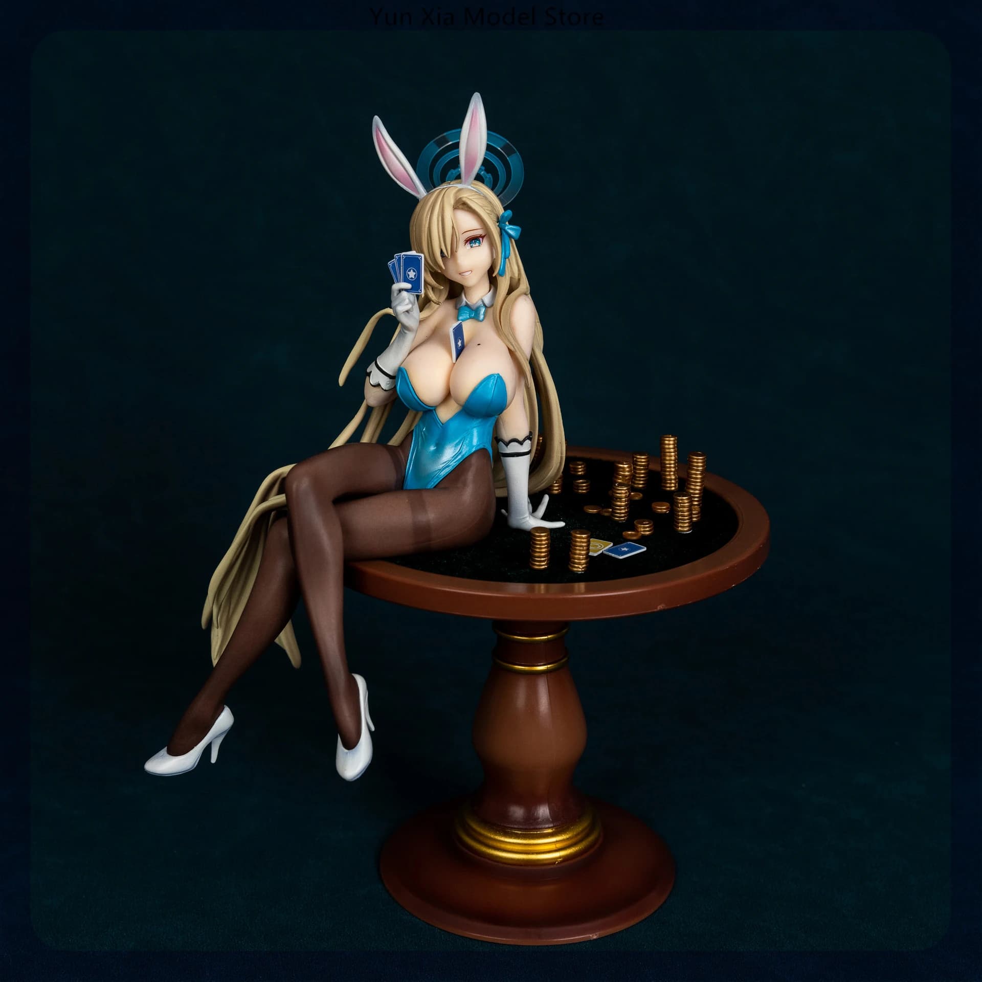 27cm Blue Archive Ichinose Asuna Bunny Girl Sit In Table Game Girl Figures Models Statue Model Boy Collectible Ornament Doll Toy