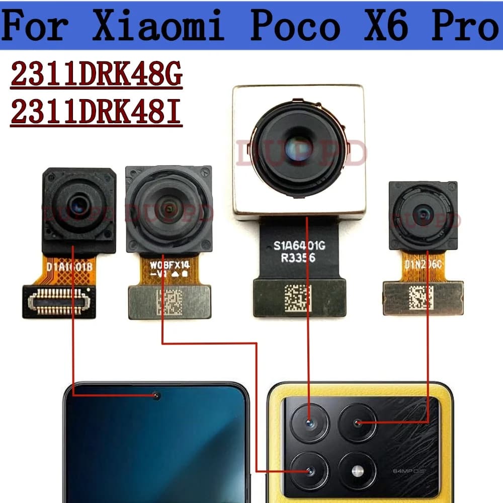 Big Rear View Front Camera For Xiaomi Poco X6 Pro 2311DRK48G, 2311DRK48I Back Main Backside Camera Phone Flex Cable