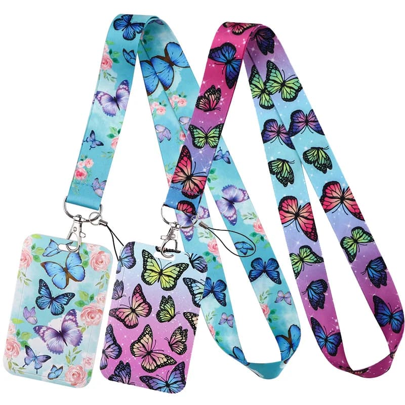 Dream Butterfly Funny Women Men Credit Card ID Holder Bag Student Women Travel Card Cover Badge Car Keychain Gifts Accessories