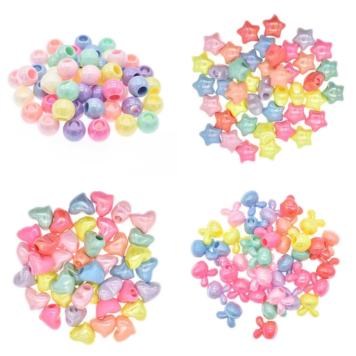 50Pcs Acrylic 6mm Hole Pastel Color Love/Star/Rabbit Shape Dreadlocks Beads Hair Braid Beads for Kidsy Jewelry Hair Extension