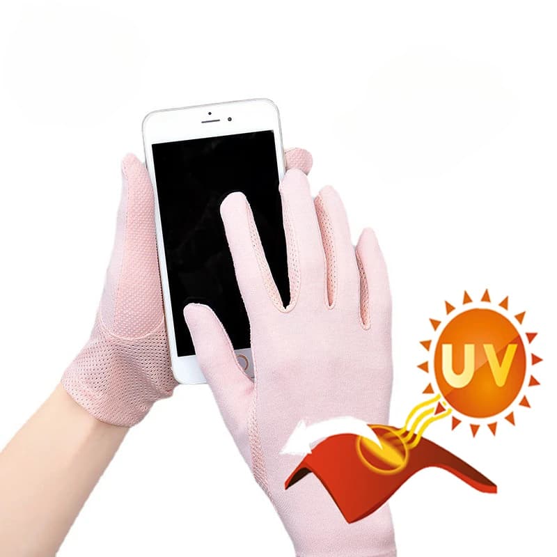 Fashion Ladies Summer Cotton Gloves Solid Color Print Dot Breathable Non-slip Sunshade UV Touch Screen Driving Gloves for Women