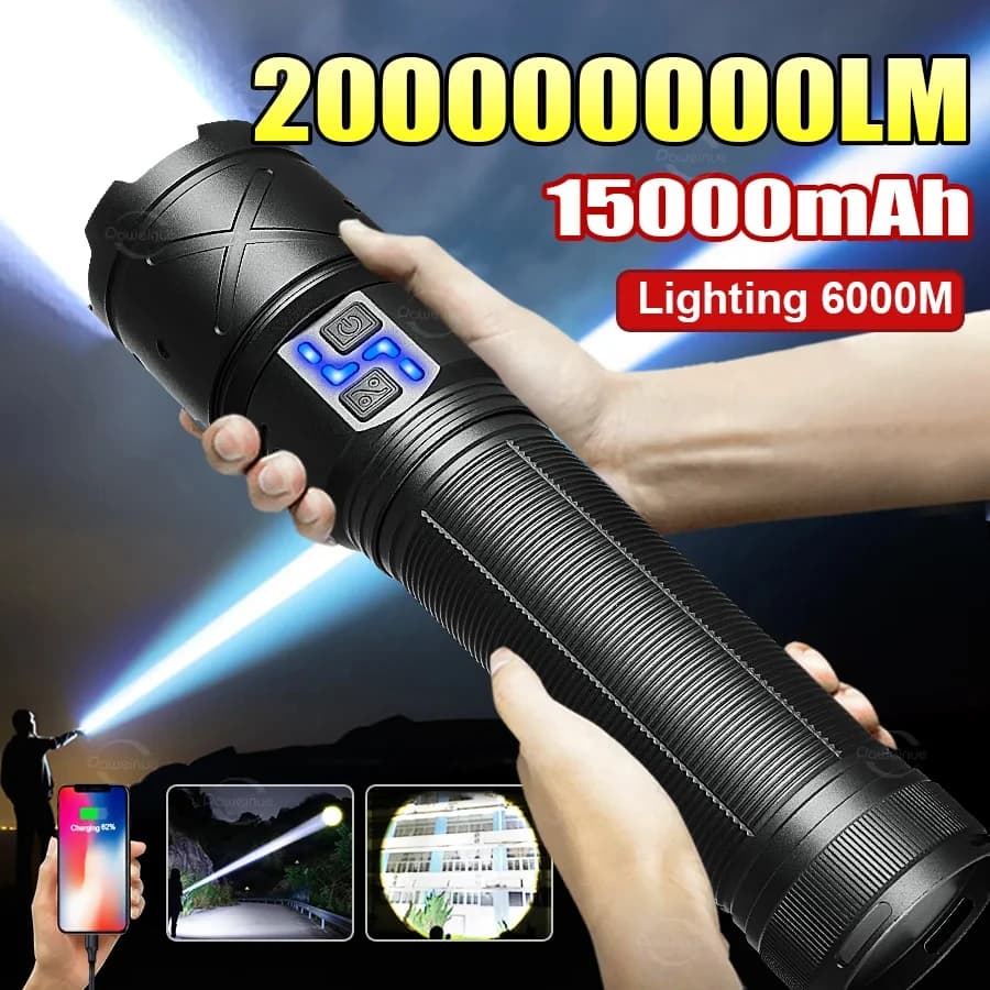 2025 New Ultra Bright LED Flashlight USB Rechargeable Zoom Flashlights Tactical Torch Camping Fishing Work Lamp