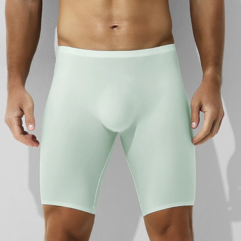 Men's Ice Silk Underwear, Sports Men's Summer Thin Boxer Briefs, Extended Anti-Wear Legs, Traceless Running Quick-Drying Boxer B