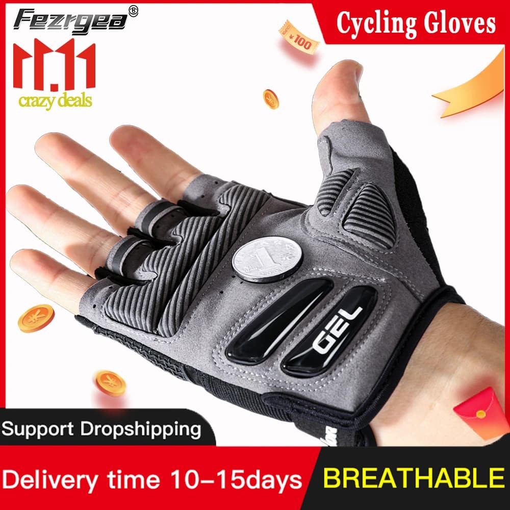 Half-Finger Men'S And Women'S Cycling Gloves Liquid Silicone Shock-Absorbing Breathable Sports Bike Fitness Gloves Hiking Gloves