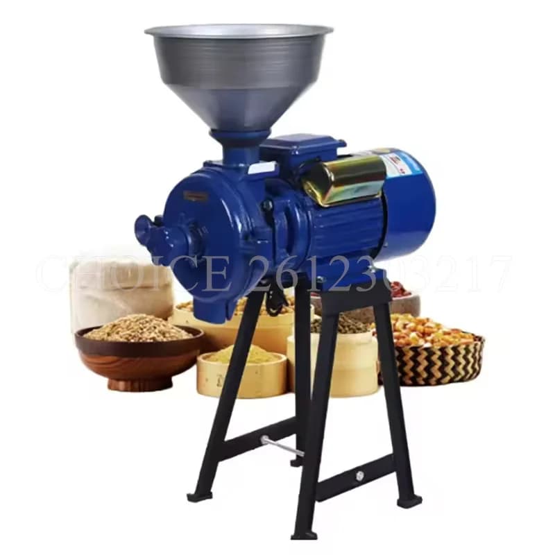 110/220v Electric Commercial Mill Wet&Dry Feed Flour Cereals Grinder Copper With Funnel For Rice Grain Soymilk Corn 1400r/Min
