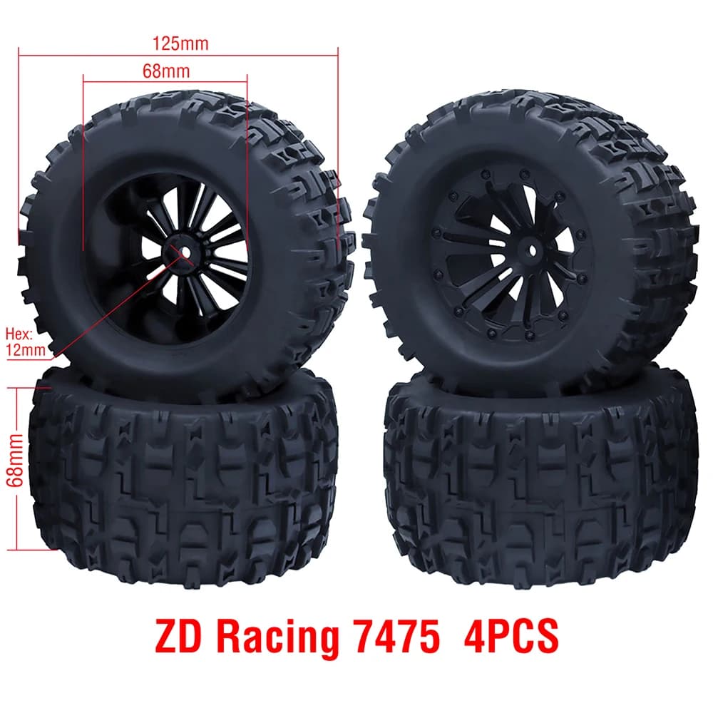 AUSTARHOBBY 1/10 Monster Tires Rally Tires 4pcs 12mm Hex Plastic Wheel Rim Rubber Tyre for 1/10 Traxxas HSP HPI Tamiya RC Car