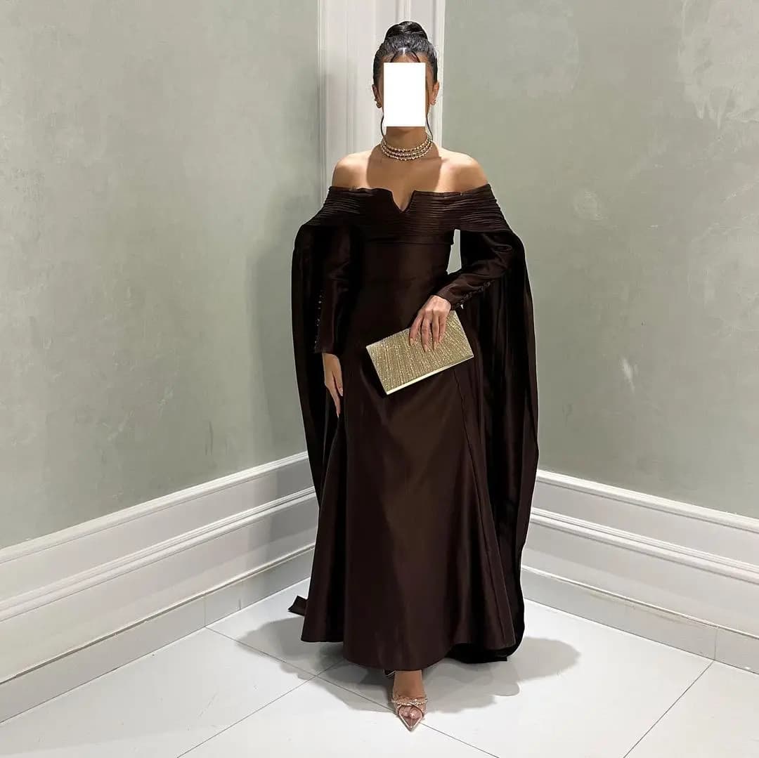 Gorgeous Prom Dresses A-Line Evening Dress Off Shoulder Ruffle Saudi Arabia V Neck Formal Wedding Party Dress customized 2025