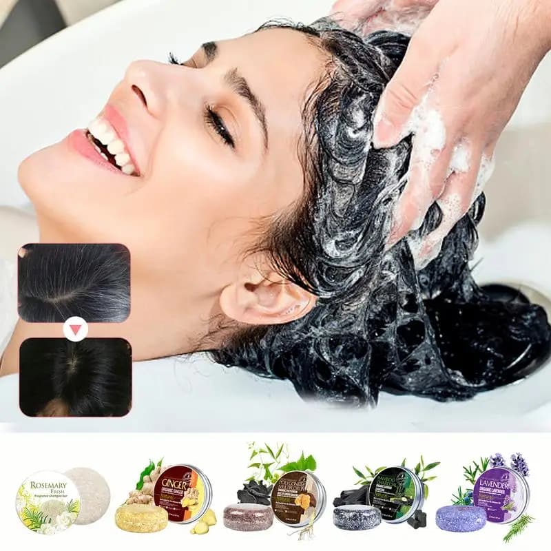 60g Hair Darkening Shampoo Bar Anti-Thinning Rosemary Shampoo Bar Pure Plant Ginger Multiflorum Lavender Hair Shampoos Hair Care