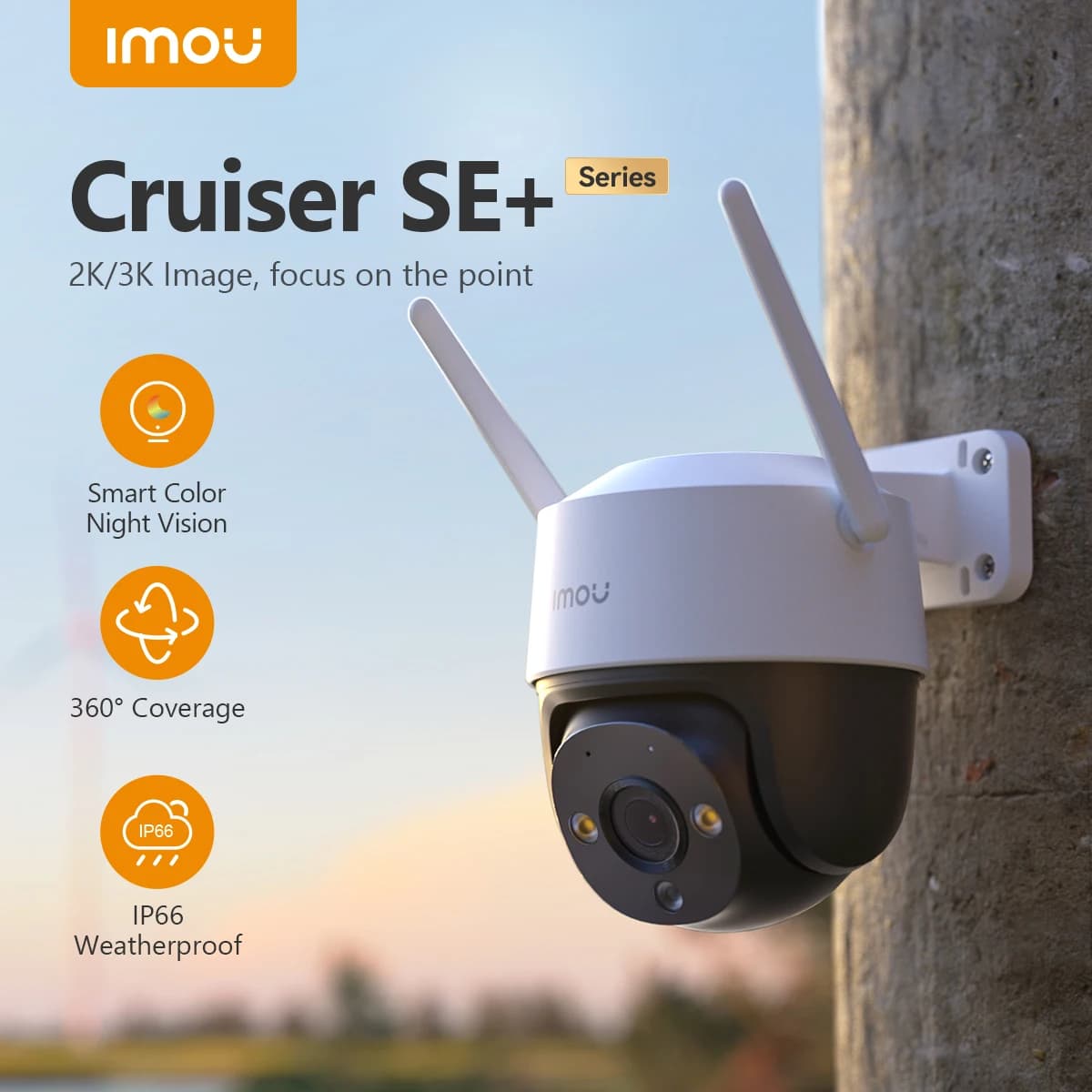 IMOU Cruiser SE+ Series Outdoor Wi-Fi Camera IP66 Weatherproof Camera 8X Digital Zoom Night Vision AI Human Detection Camera