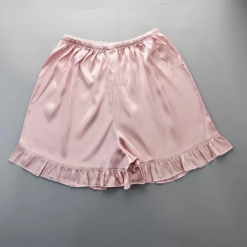 Pajama pants women's shorts flanged loose summer thin plus-size casual home shorts Solid color women's summer