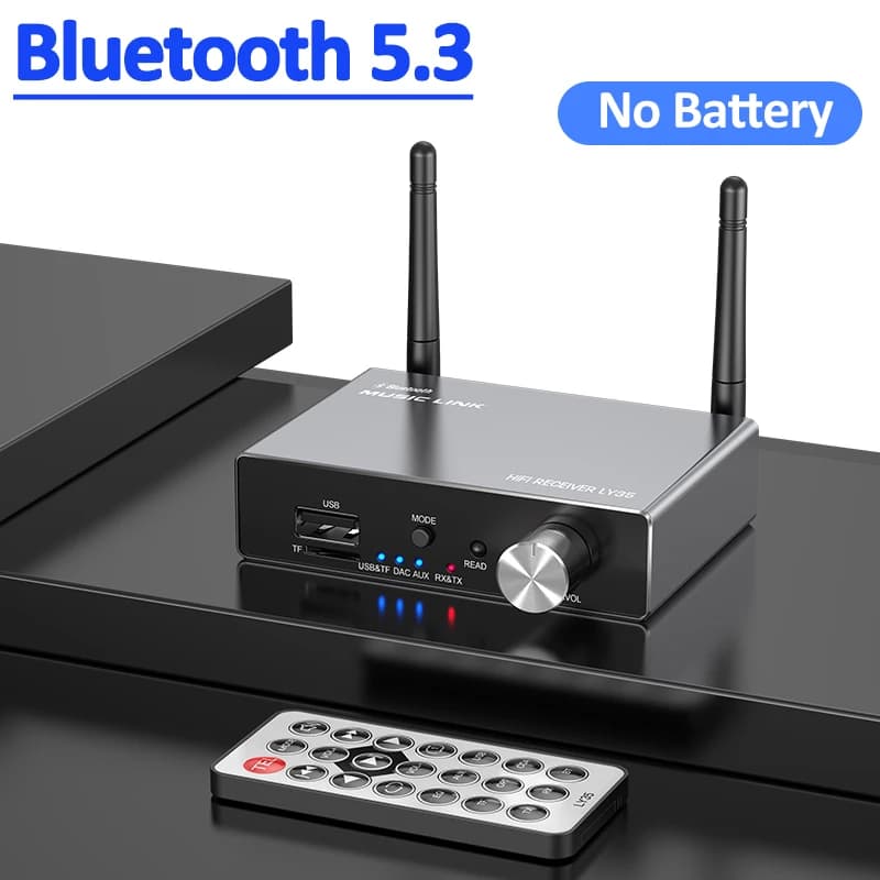 Bluetooth Transmitter Receiver BT5.3 Stereo Low Latency AUX 3.5mm Optical Wireless Music Audio Adapter Remote Control For TV PC