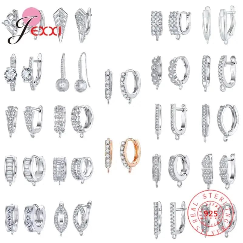 Korean Style Various Models Crystal Earring Findings Genuine 925 Sterling Silver Earring Findings Jewelry Accessories For DIY
