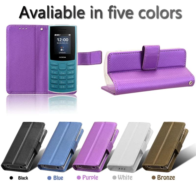 For Nokia 105 4G 2023 Luxury Flip Mini Diamond Pattern Skin PU Leather Wallet Lanyard Cover For Nokia 105 4G 2023 Phone Bags
