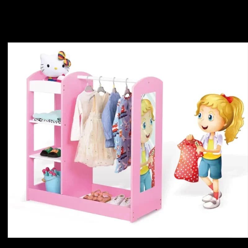 Girls Child Wardrobe Room Baby Dresses Closet Organizer Children's Cabinet Mirror Meuble Chambre Enfant Kids Storage Furniture