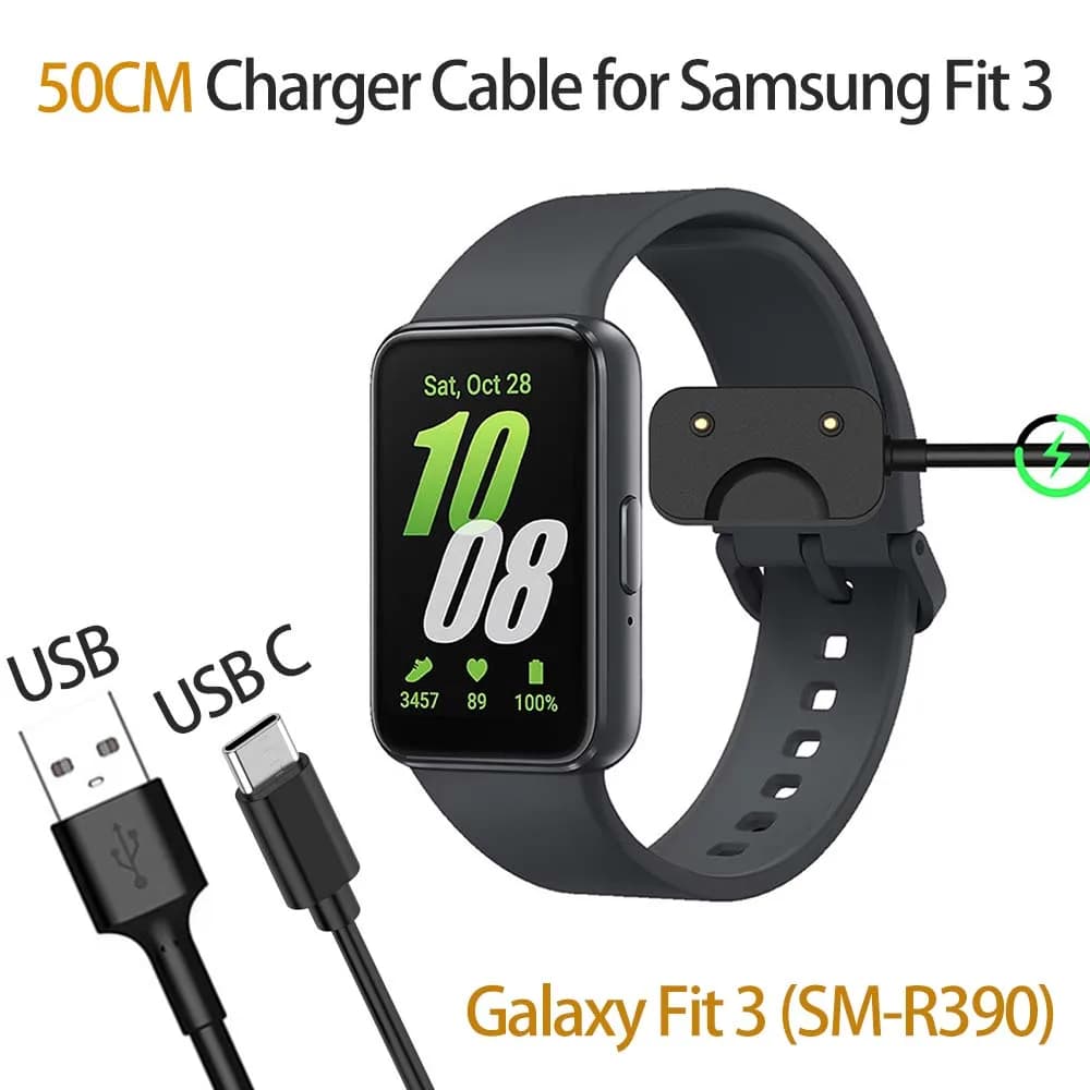 50CM For Samsung Galaxy Fit 3 Charger Watch Adapter USB / USB C Charging Cable Cord Magnetic For Samsung Galaxy Fit 3