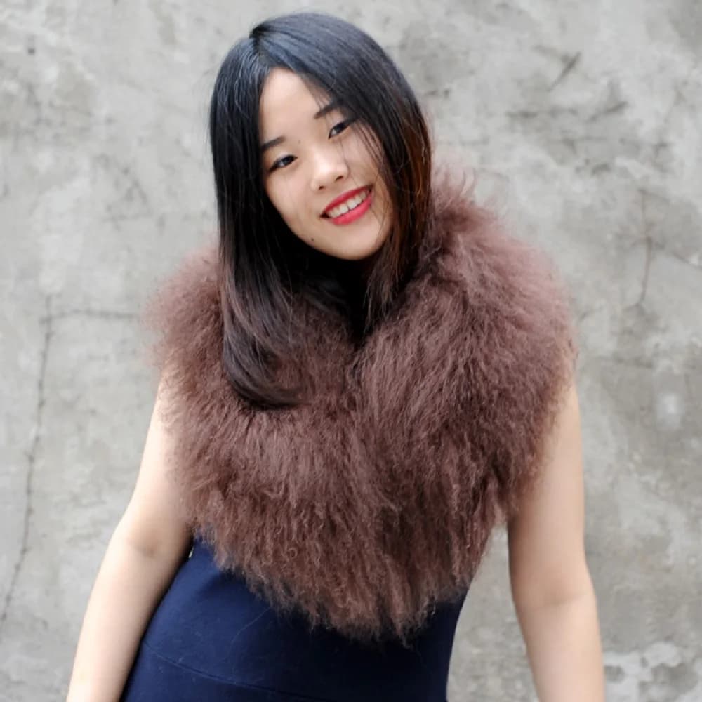 Long Hair Fashion Garments Decorate Collar Warmer Mongolian Lamb Real Fur Collars