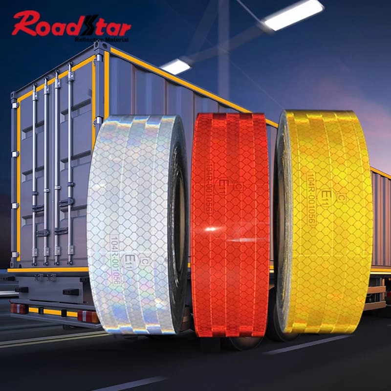Roadstar PMMA ECE 104R Reflective Sticker Warning Tape for Truck Trailer Road Safety Aluminized High Intensity Prismatic type