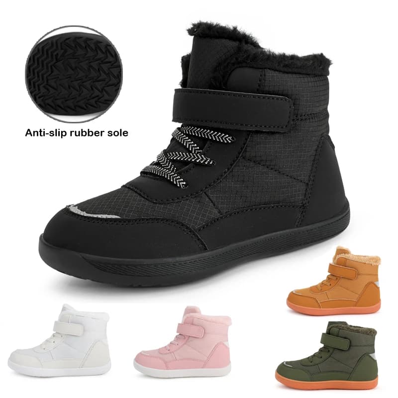 2024 Winter Children Shoes Plush Waterproof Fabric Non-Slip Boys Girls Shoes Rubber Sole Snow Boots Fashion Warm Outdoor Boots