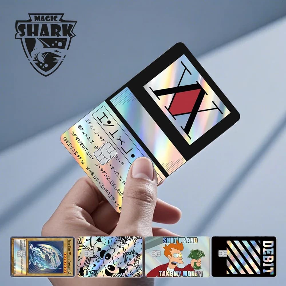 Magic Shark Skull Panda Hunter Broke Blue Eyes Dragon Laser Holographic Sticker Cover Film Skin for Credit Bank Debit Card