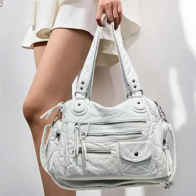 Ladies' fashion Y2K spicy girl retro vintage vintage vintage tote bag, large capacity vintage multi pocket shoulder bag