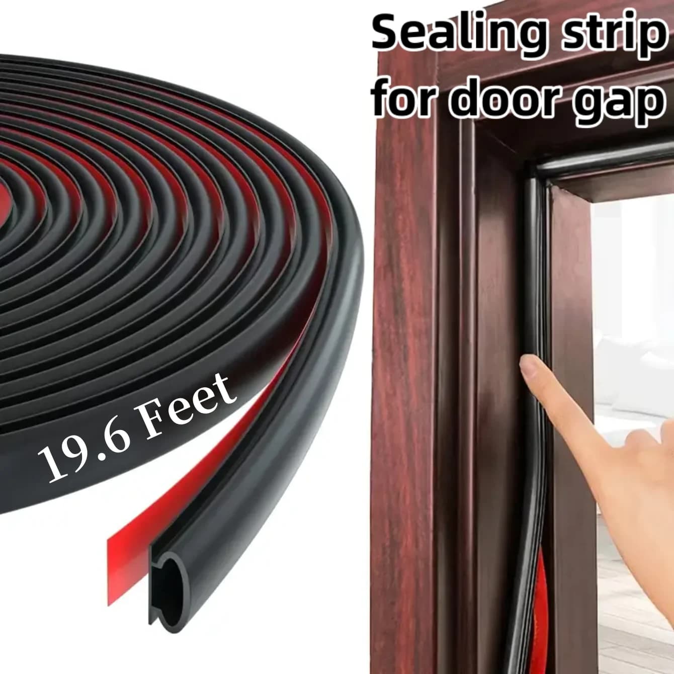 1 roll length of 6M Rubber Weather Stripping Seal Strip for Doors/Windows, Waterproof Self-Adhesive Weatherstrip Soundproofing B