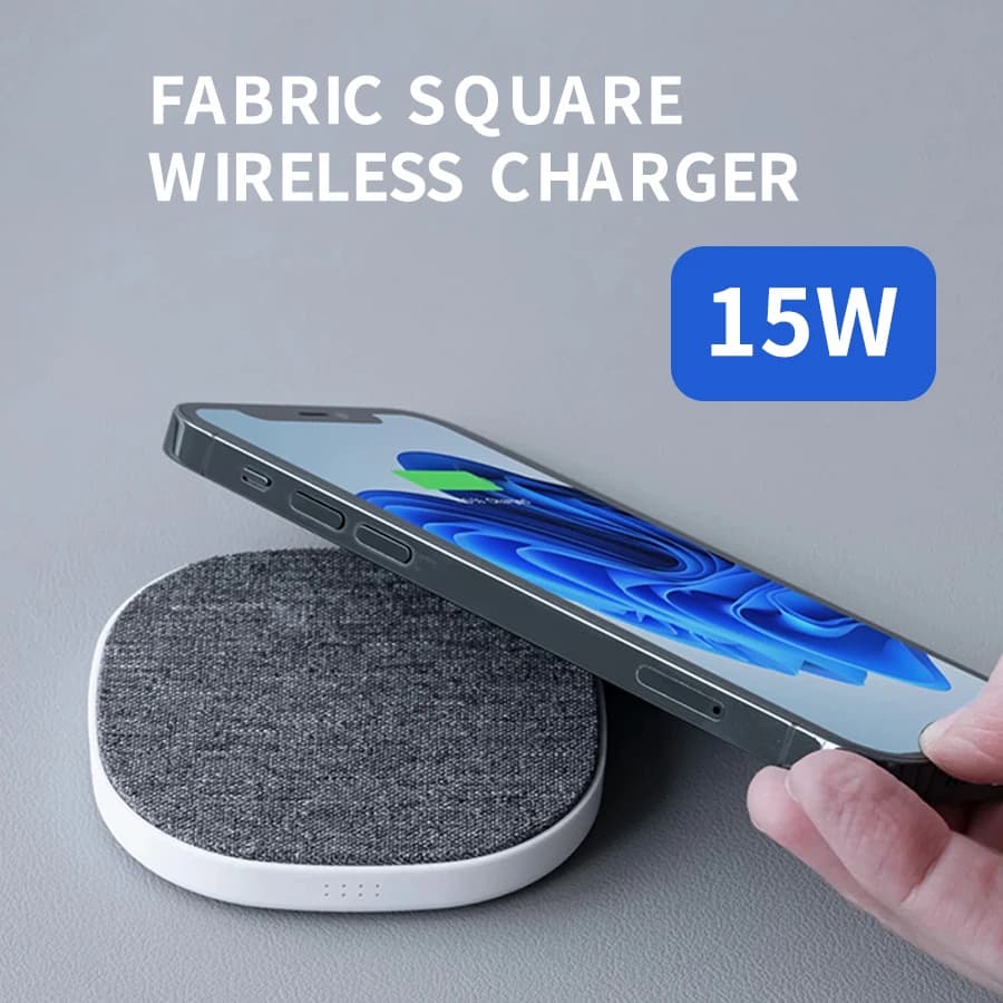 15w Wireless Charger Mobile Phone Fabric Square Wireless Charging For Phone 14 13 12 11 Pro