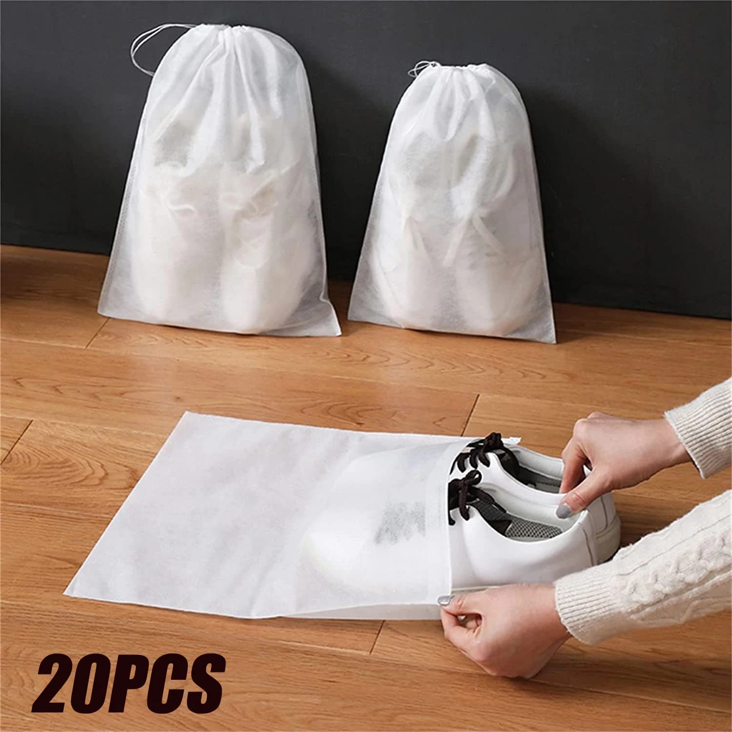 10/20pcs Shoes Storage Bag Closet Organizer Non-woven Travel Portable Bag Waterproof Pocket Clothing Classified Hanging Bags