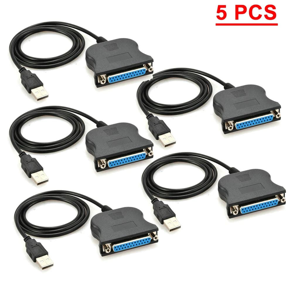 5/10PCS USB To 25 Pin DB25 Female IEEE 1284 Parallel Printer LPT Adapter Print Converter Cable Parallel Interface Communication