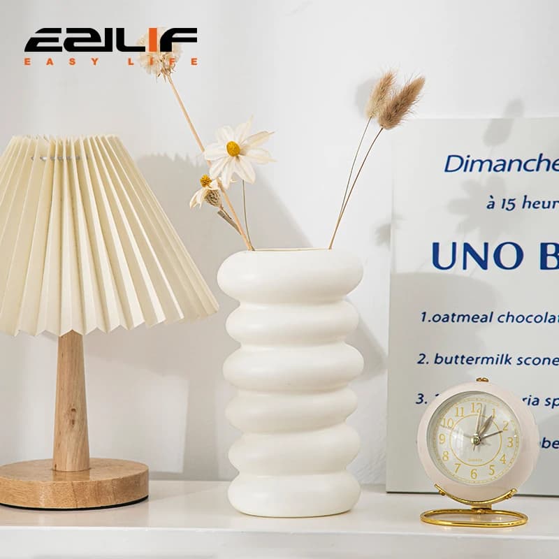 1PC Plastic Spiral White Vase Nordic Creative Flower Arrangement Container For Kitchen Living Bedroom Home Decoration Ornament