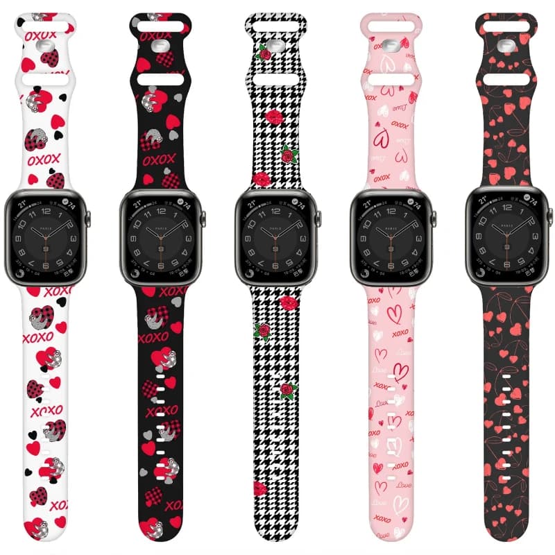 Valentine Day Silicone Strap for Apple Watch Band 49mm 45mm 44mm 42mm 41mm 40mm Bracelet Belt iWatch UItra 9 8 7 6 5 4 SE Correa
