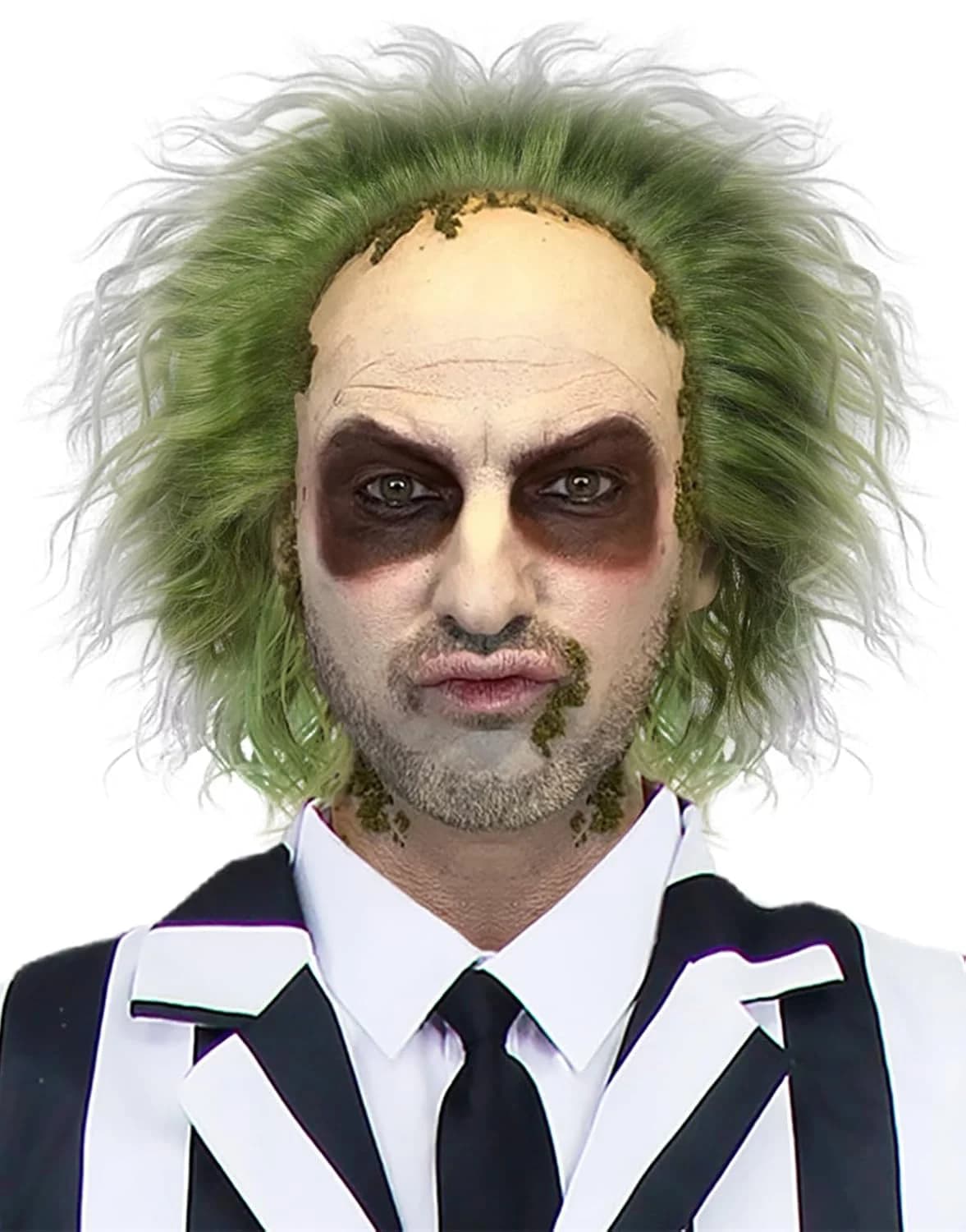 Green Wig With Bald Cap Clown Short Curly Wig Green Fluffy Wavy Wig Party Cosplay Wigs Halloween Wig  Men, 6 Inch Synthetic Wigs