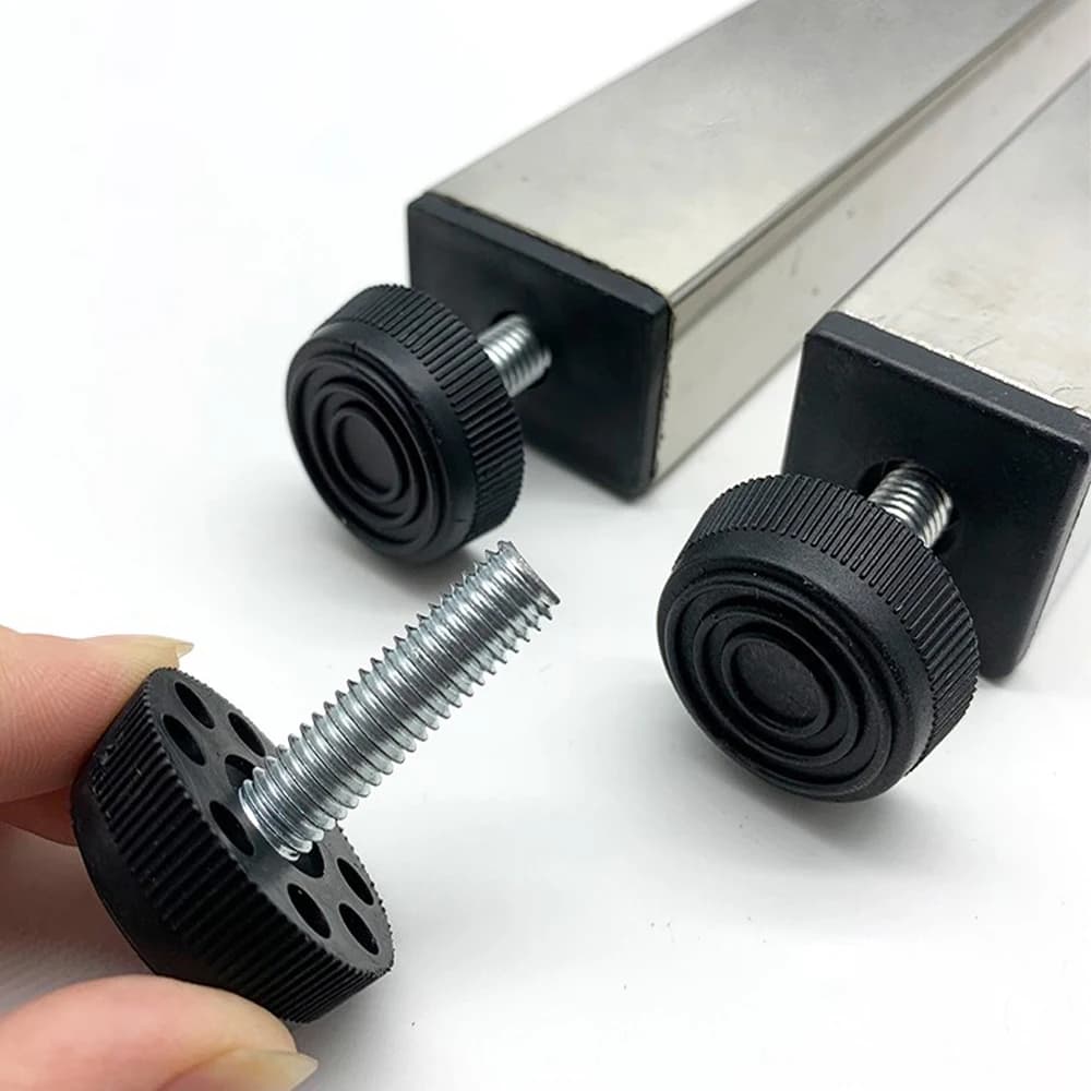 4Pcs Square Adjustable Foot Mats With M8 Nuts Pipe Plug Rectangle Furniture Tube Cover Table Chair Leg Heightening Feet Pads