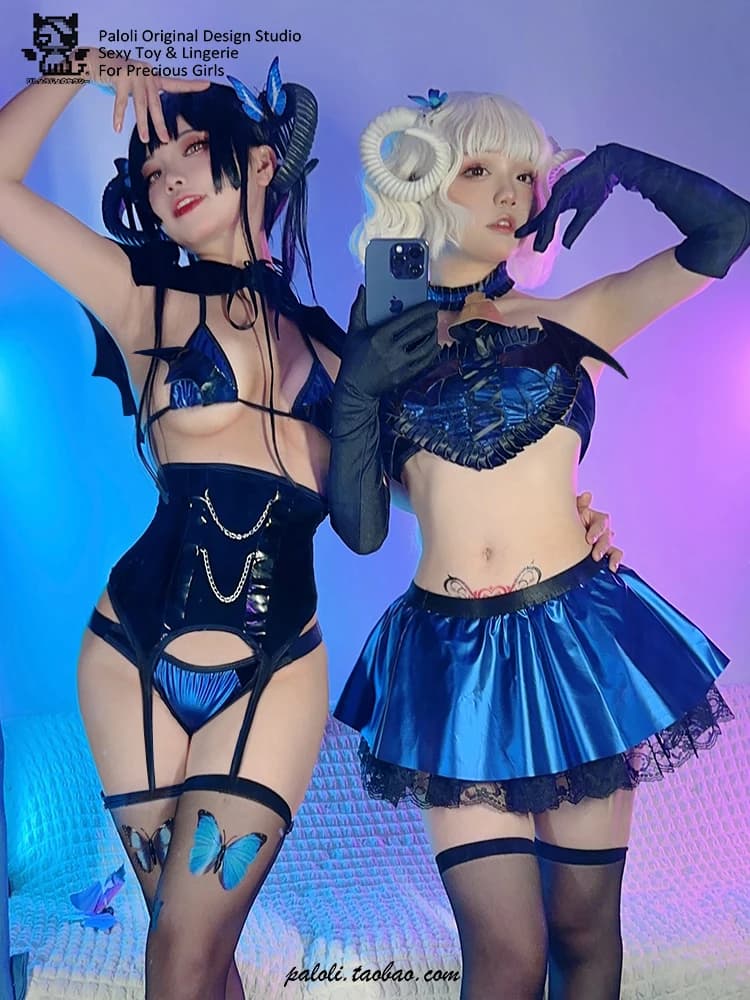 Original Design Sexy Cat Cosplay Costumes Phantom Cat Halloween Costumes for Women Kawaii Cloak Bikini Set Anime Cosplay