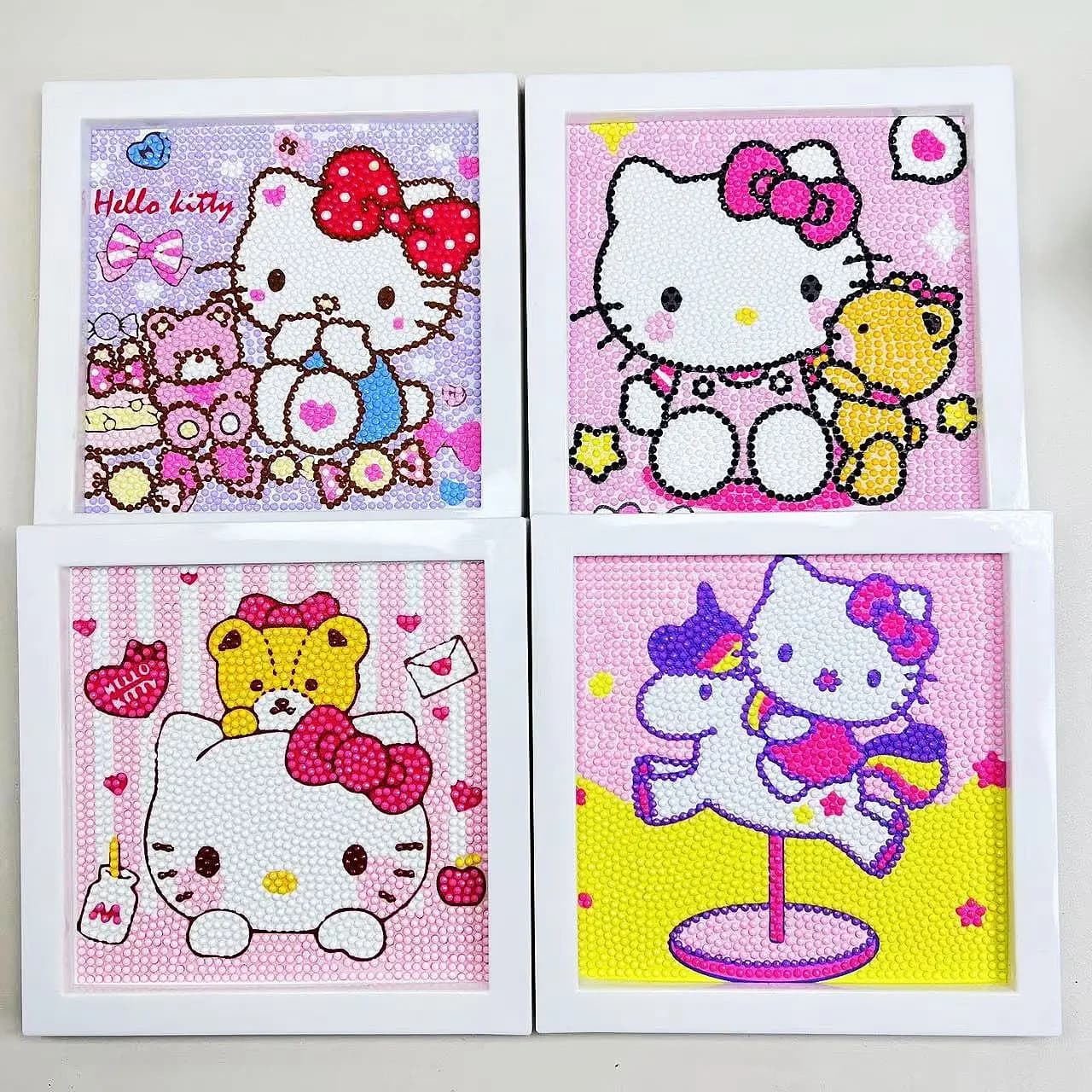 KT Cat Diamond Painting Children's Puzzle Point Diamond Toy DIY Diamond Sticker Picture Frame Decoration Painting
