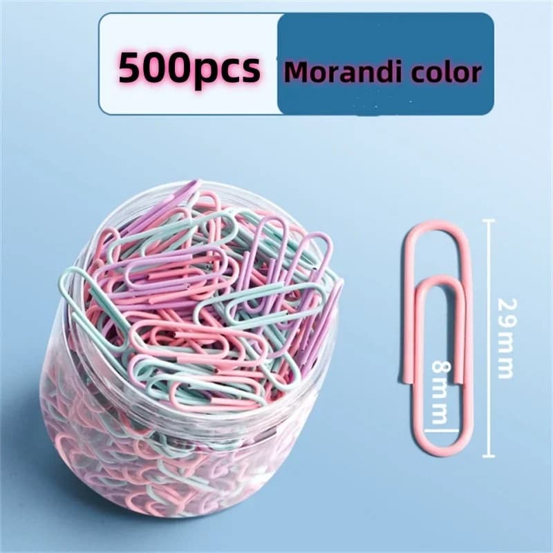 2024 500PCS Colorful Paper Clips Office Supplies Paper Clip Large File Bookmark Paper Clip U-shaped Buckle Office Supplies