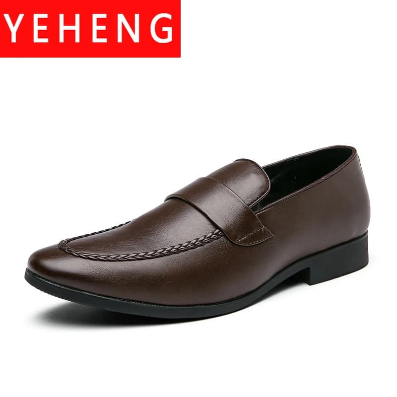 New Men's Loafer Shoes Flats Leather Gentleman Fashion British Designer Dress Wedding Party Shoes Business Oxfords Driving Shoes