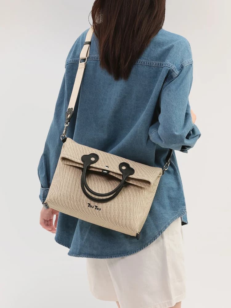 TOUTOU Tote Bag for Women Leather Panda Large Capacity Underarm Bag High End Canvas Commuting Crossbody Bag for Women Handbag