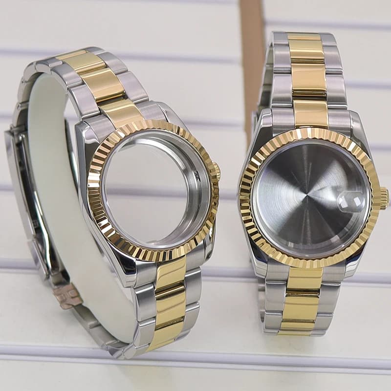 Fenya 40mm 36mm Fluted Curved Cases Watch Strap Parts For Datejust Seiko NH35 NH36 NH38 4R36 8215 Movement 28.5mm Dial Sapphire