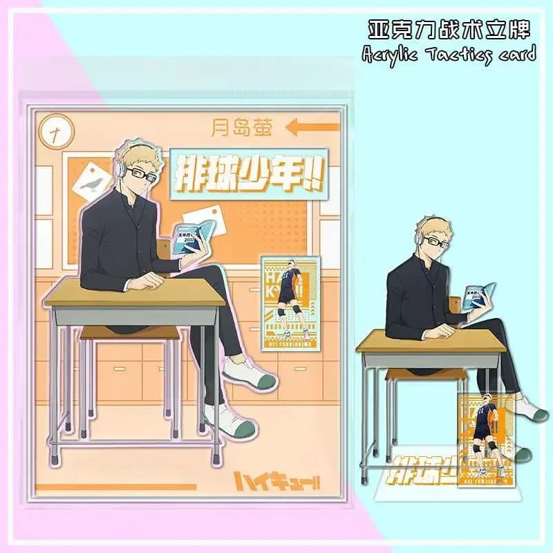 Anime Haikyuu!! Kei Tsukishima Cosplay Acrylic Scene Standing Plate Cartoon Stand Figure Model Desk Decoration Bauble Xmas Gift