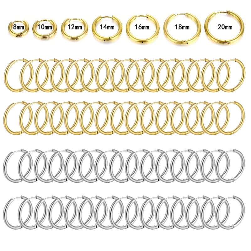 10/20Pcs Minimalist 316L Stainless Steel Small Hoop Earrings For Women Man Classic Round Earrings Fashion Ear Piercing Jewelry