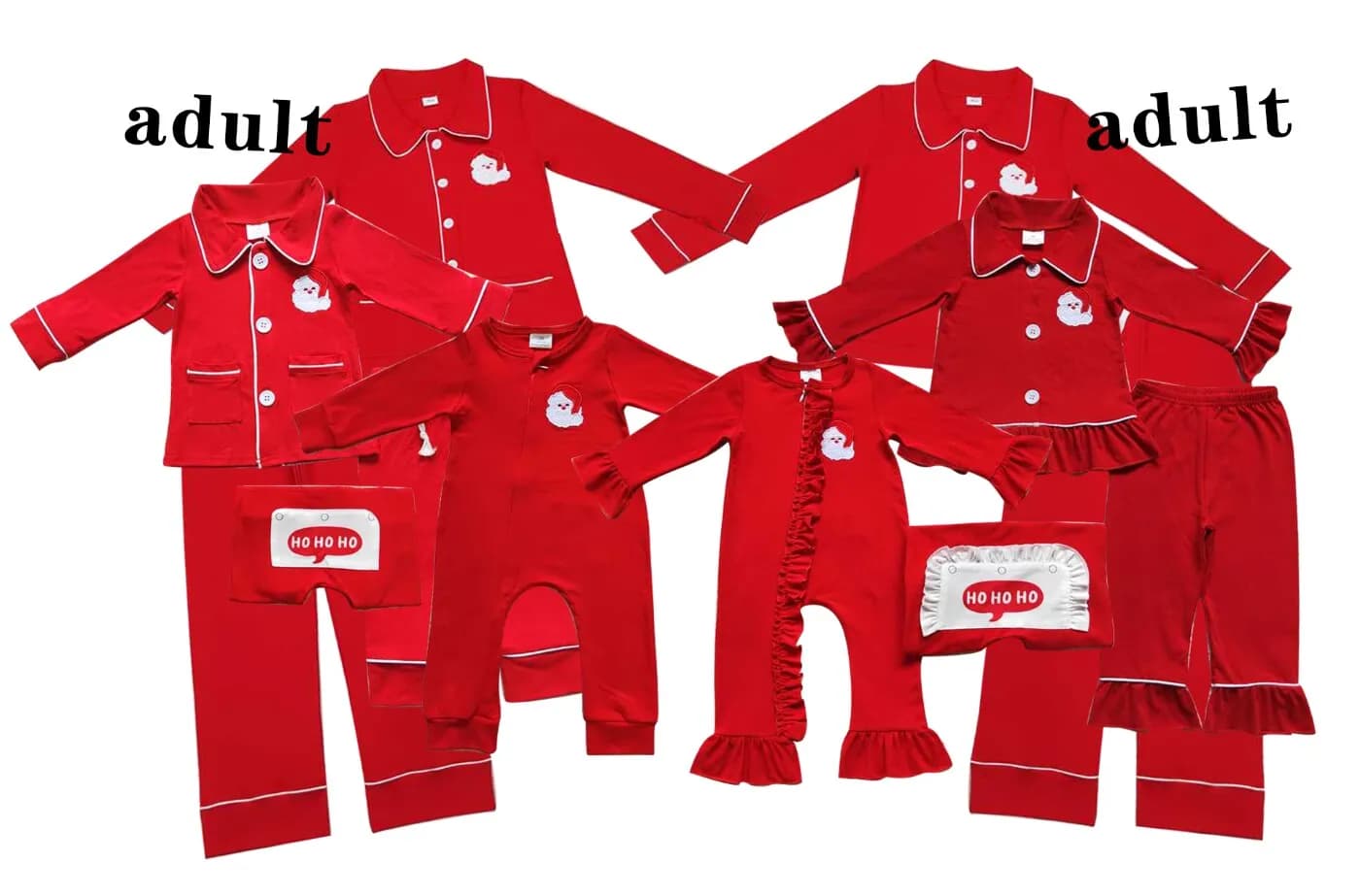 Christmas Family Matching Clothes Kids Pajamas Rompers And Adults Outfits Red Cotton Children Boutique Clothes