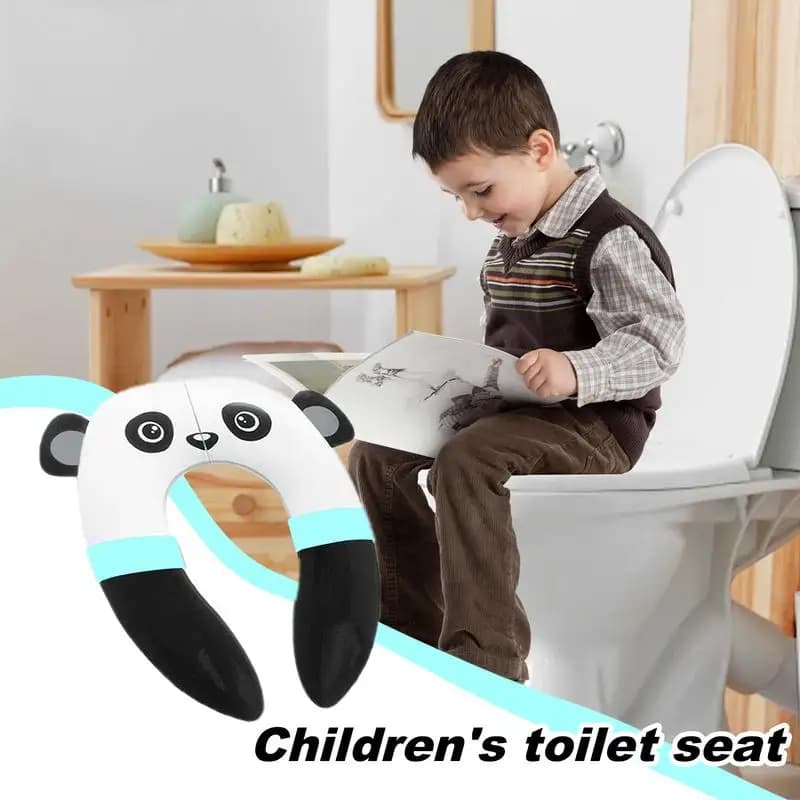 Foldable Toddler Toilet Seat Mat Potty Seat Pad Folding Travel Panda Comfortable Toilet Seat Cover for Home Camping Trip