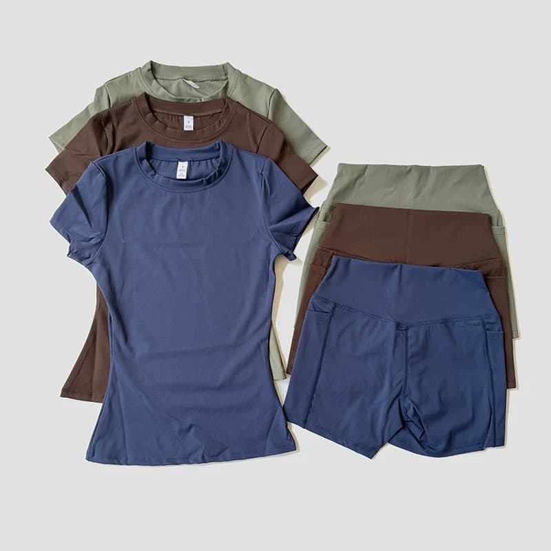 WAREBALL Women Yoga Set Gym Sportswear Sport Top Hight Waist Shorts Suit Fitness Workout Butt Lifting Short Tight Suit