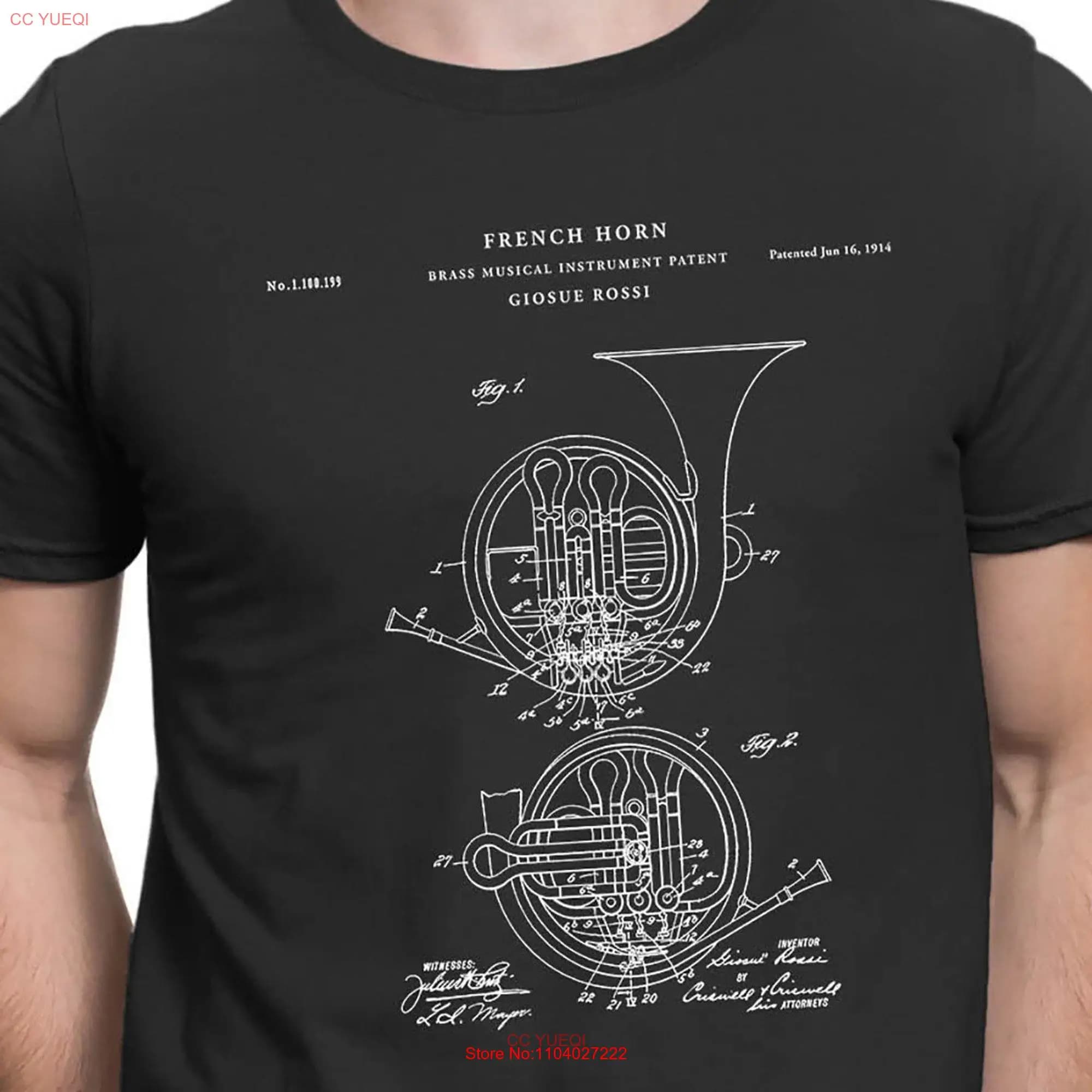 French Horn Patent T Shirt Musician Band Director PT64 long or short sleeves