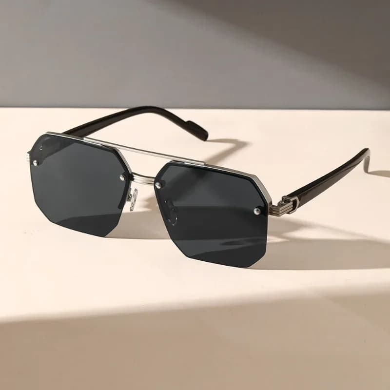 New Gradient Sunglasses for Men Fashion Metal Big Frame Sun Glasses Brand Design Luxury Lunette De Soleil Homme UV400 Eyewear