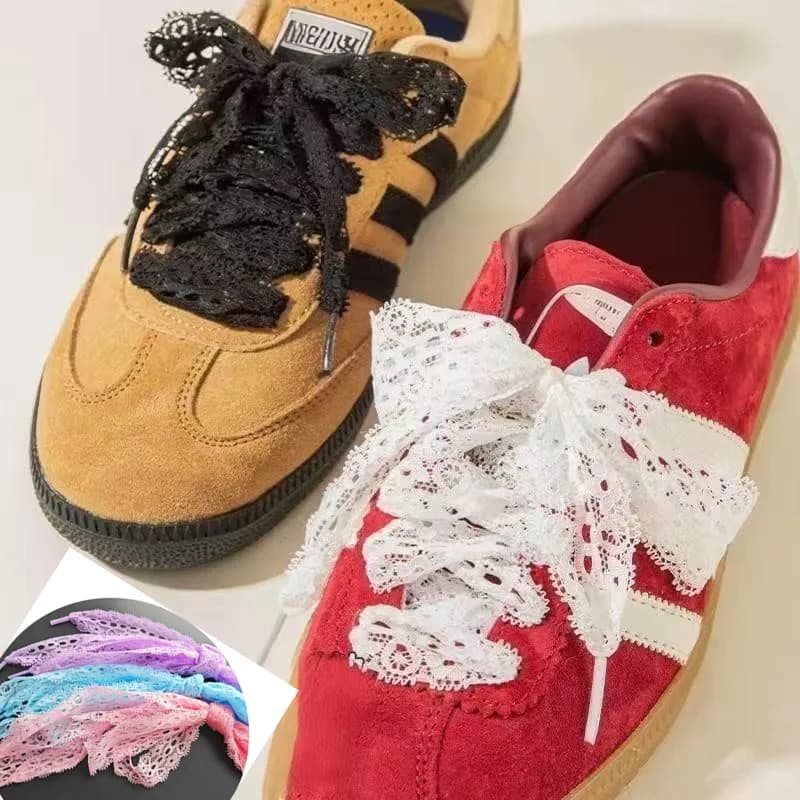 1 Pair 2.9cm Width New Elastic Hollow Fancy Yarn DIY Shoelaces Fashion Sports Casual White Pink DE Traning Shoes Laces  Decorat