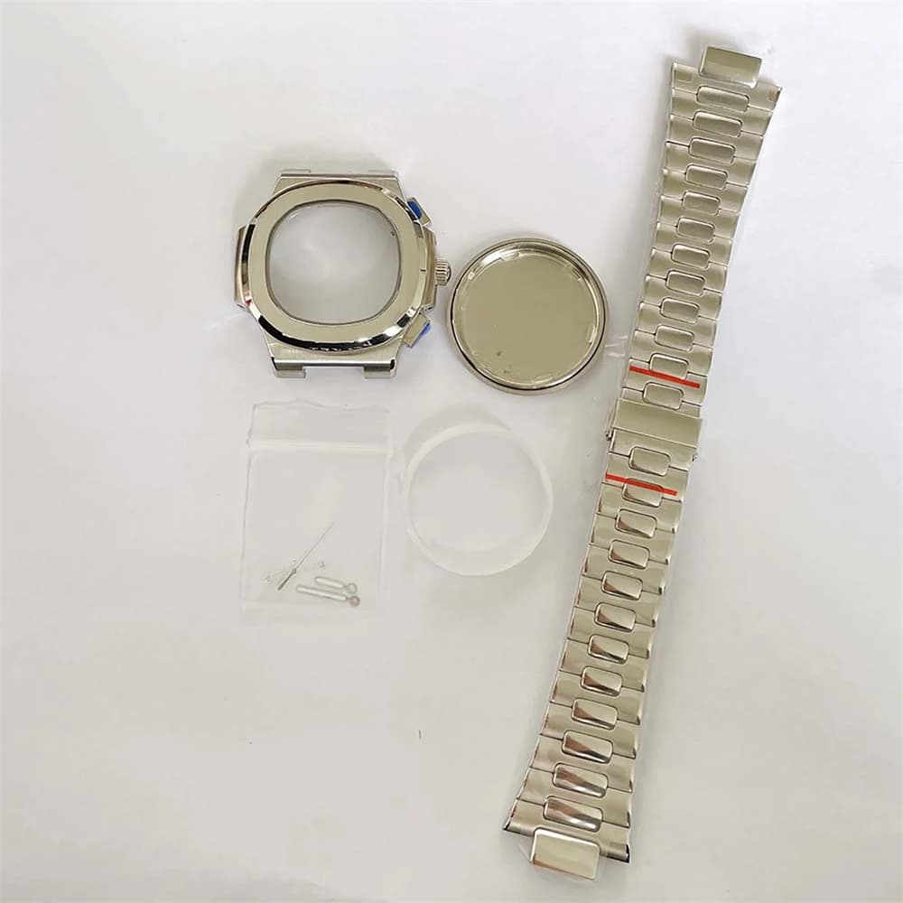 41mm Sapphire Glass Stainless Steel Watch Case Strap Set for VK61 Watch Movement