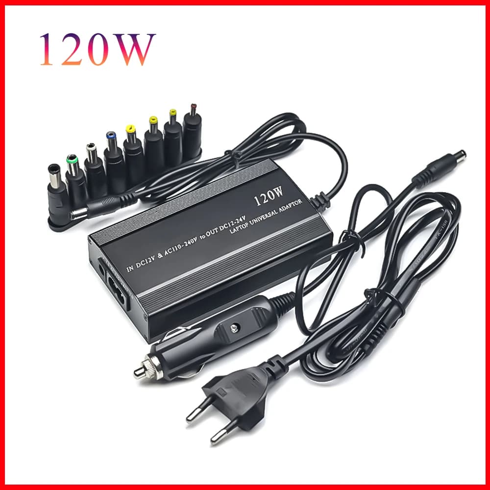 Adjustable 120W 220v 110v To 12V 15V 16V 18V 19V 20V 22V 24V Car Charger Universal AC DC Power Adapter Supply Usb Notebook