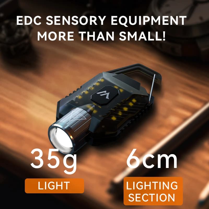 Warsun Keychain Flashlight Type-C Rechargeable Battery Aluminium Alloy PC 800Lm Portable Warning Outdoor Lighting Flood Light